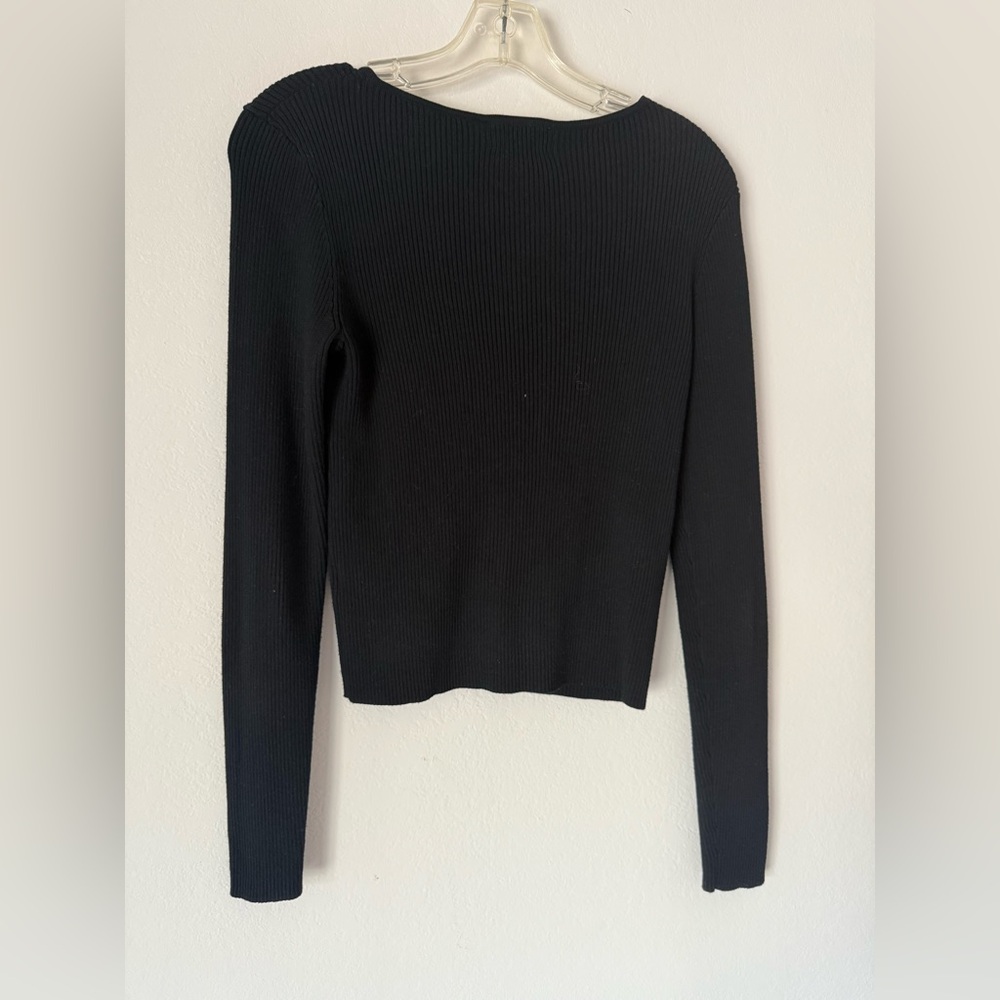 Open Edit Black Cut-Out Ribbed Sweater - Picture 3 of 3